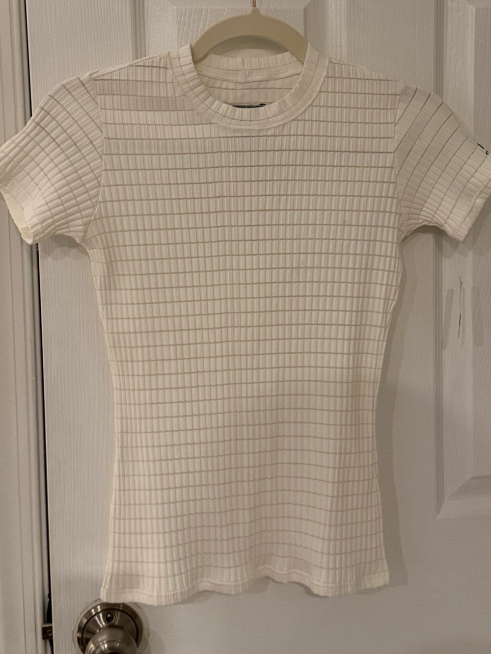 Versace white Ribbed Short Sleeve Crewneck Tee